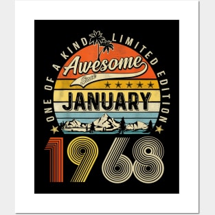 Awesome Since January 1968 Vintage 55th Birthday Posters and Art